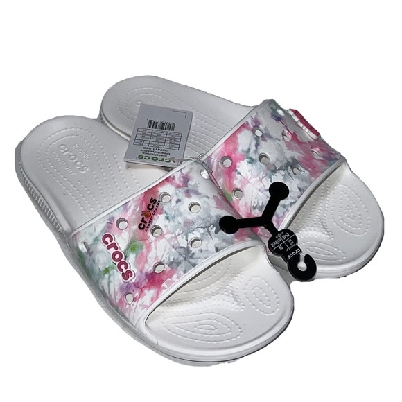 Crocs Classic Bleach Dye Slide Sandals White 207411-94S White Size M11 New main image 8